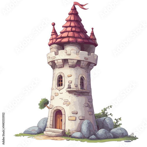vector drawing of a fairy tale castle on white .Generative AI