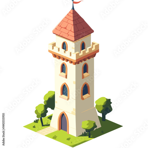 vector drawing of a fairy tale castle on white .Generative AI