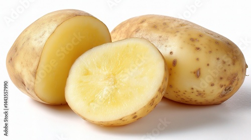 Fresh Raw Potatoes on White Background for Culinary Use
