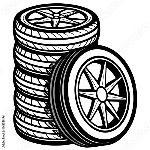 car wheels isolated on white background