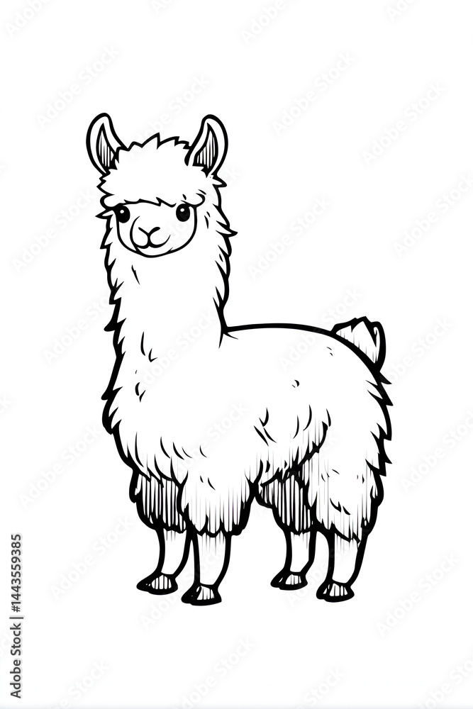 Fototapeta premium Llama Cria Coloring Page