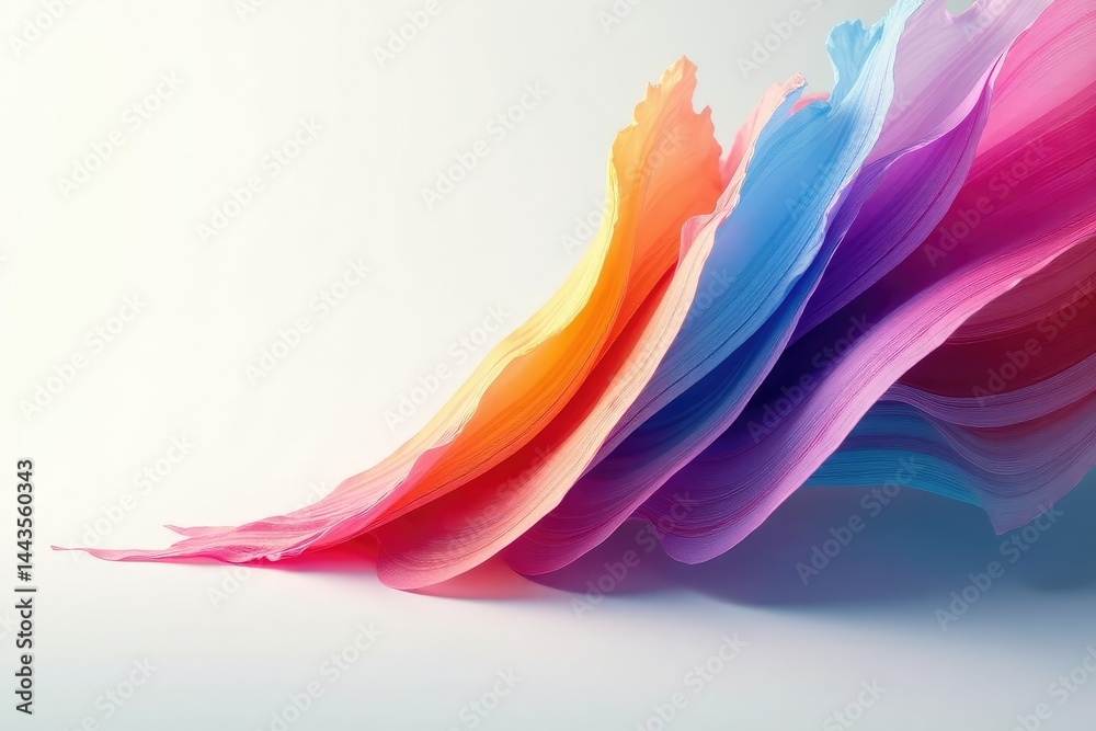 A colorful flap, sharply focused, against a stark white , texture, object, close-up A colorful flap, sharply focused, against a stark white , texture, object, close-up