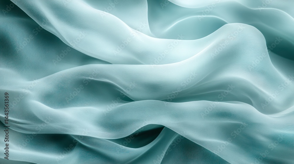 Obraz premium Soft, flowing, light teal fabric