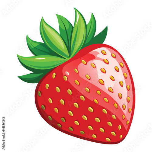Fresh Strawberry with Vivid Green Leaves