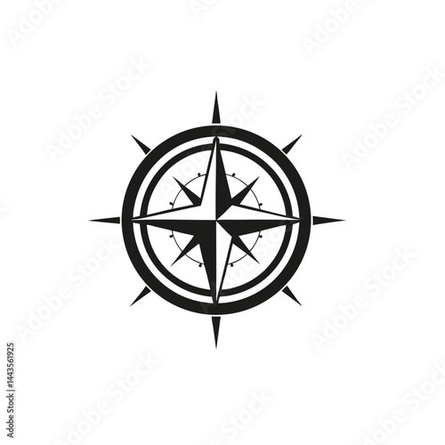 Compass Silhouette – Vector Illustration on White Background