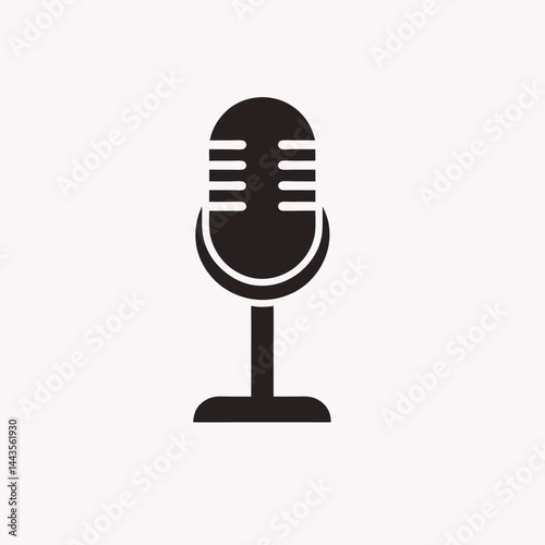 Microphone Icon Silhouette – Vector Illustration on White Background