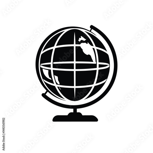 Globe Silhouette – Black Vector Illustration Isolated on White Background