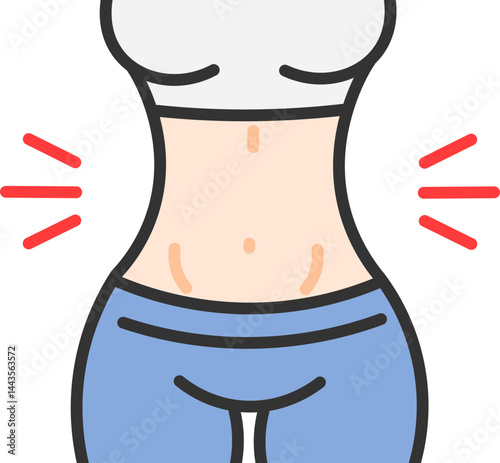 Healthy Woman's Six Pack Abs Drawing