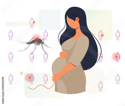 Zika Virus risk during Pregnancy  - Stock Illustration