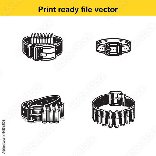 Bullet belt vector silhouette