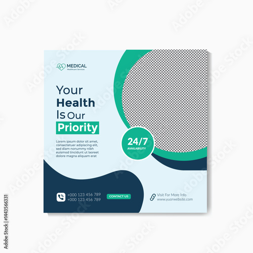 Health care social media post vector template Design. Medical healthcare banner template Fully editable.
