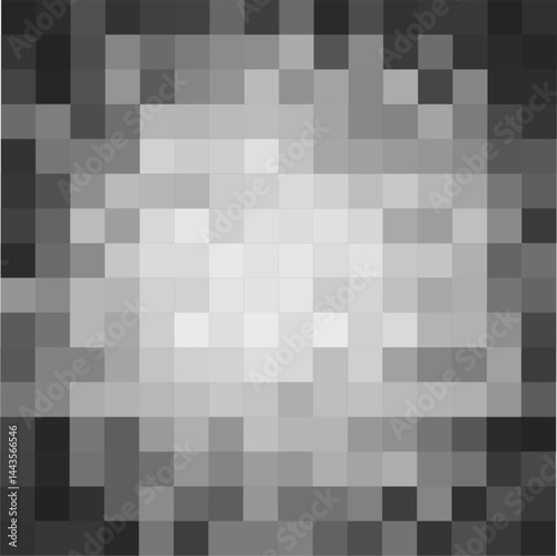 Central pixelated blur with dark edges. Visual privacy, censorship or data protection effect. Perfect for news graphics, interviews, overlays, secure media. Abstract soft texture. Vector illustration