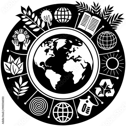 Sustainable Development Goals Icons Surrounding Earth in Eco-Friendly Concept