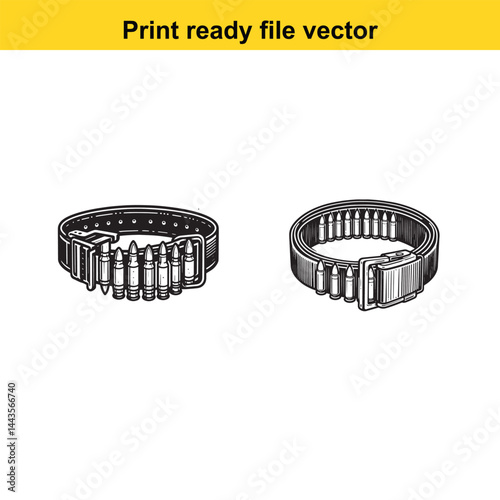 Bullet belt vector silhouette