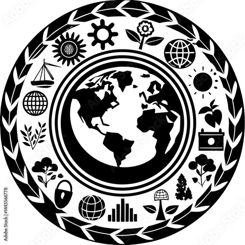 Sustainable Development Goals Icons Surrounding Earth in Eco-Friendly Concept