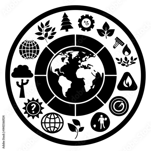Sustainable Development Goals Icons Surrounding Earth in Eco-Friendly Concept