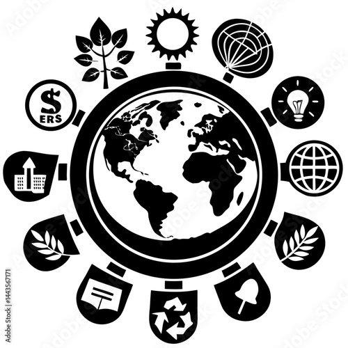 Sustainable Development Goals Icons Surrounding Earth in Eco-Friendly Concept