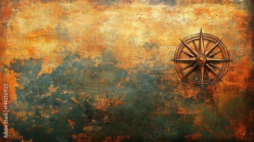 Antique Compass on a Rustic Textured Background