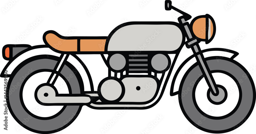 Fototapeta premium Retro motorcycle illustration simple design isolated on white background