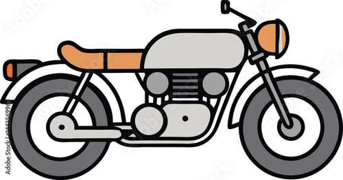Retro motorcycle illustration simple design isolated on white background