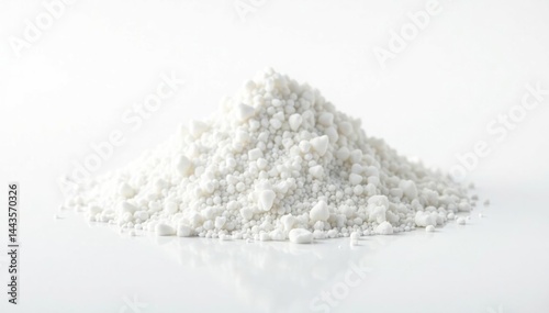Pile of white granulated sugar on white background, high-resolution, delicious, studio