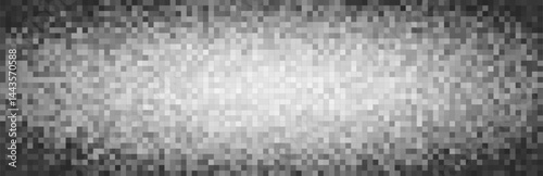 Large horizontal pixelated censor bar in grayscale, full-width blur for hiding visual content. Simulates content blocking, privacy or NSFW restriction. Abstract concealment design. Vector illustration
