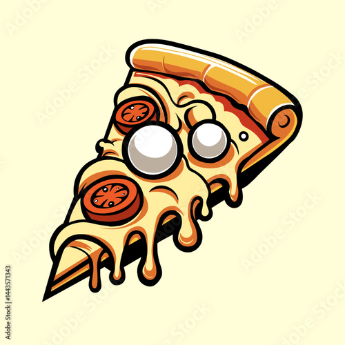 Delicious Pizza Slice with Melted Cheese and Tomatoes