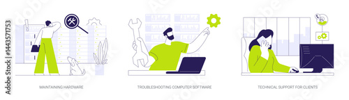 Network technician abstract concept vector illustrations.