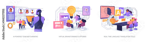 AI Enhancing Team Dynamics, Collaboration abstract concept vector illustrations.