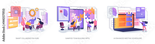 AI and Digital Tools Boosting Team Efficiency abstract concept vector illustrations.