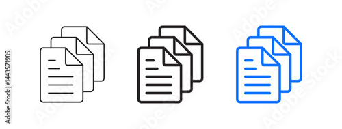 Document icon with multiple pages suitable for file management, document handling, or digital library systems