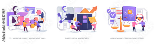 AI and Digital Tools Enhancing Team Collaboration abstract concept vector illustrations.