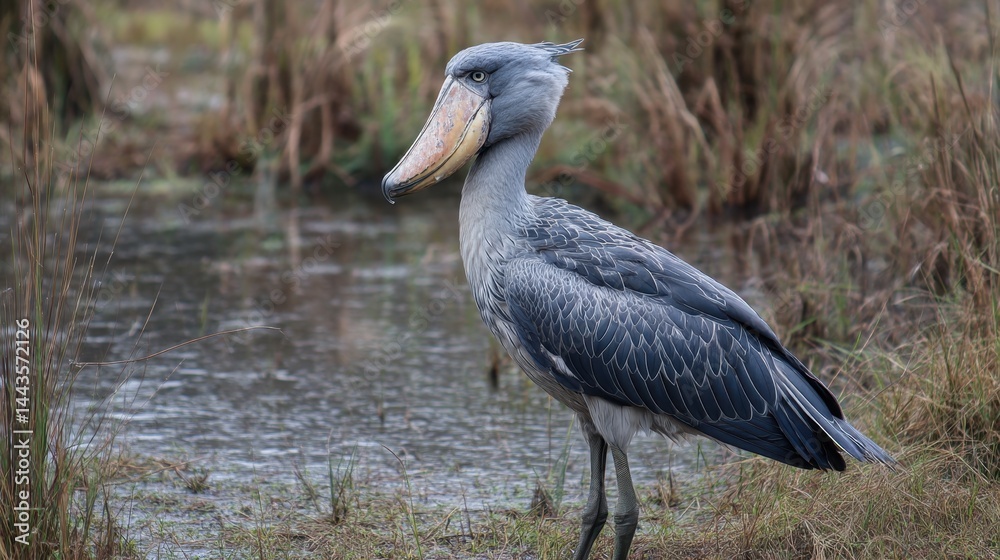 Fototapeta premium Shoebill Stork Portrait in Wetland Habitat
