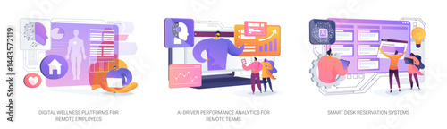 AI and Smart Tools for Hybrid Work abstract concept vector illustrations.