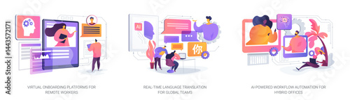 AI and Digital Tools Optimizing Workflows abstract concept vector illustrations.