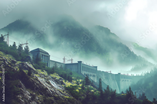 Hydroelectric power station in the mountains