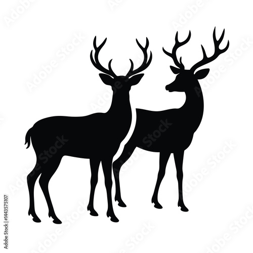 Black Silhouettes of Wild Deers 8