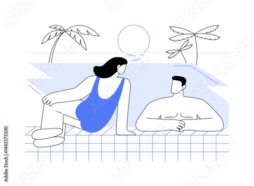 Swimming pool relax isolated cartoon vector illustrations.
