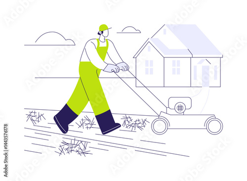 Lawn scarification abstract concept vector illustration.