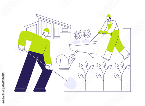 Planting trees abstract concept vector illustration.