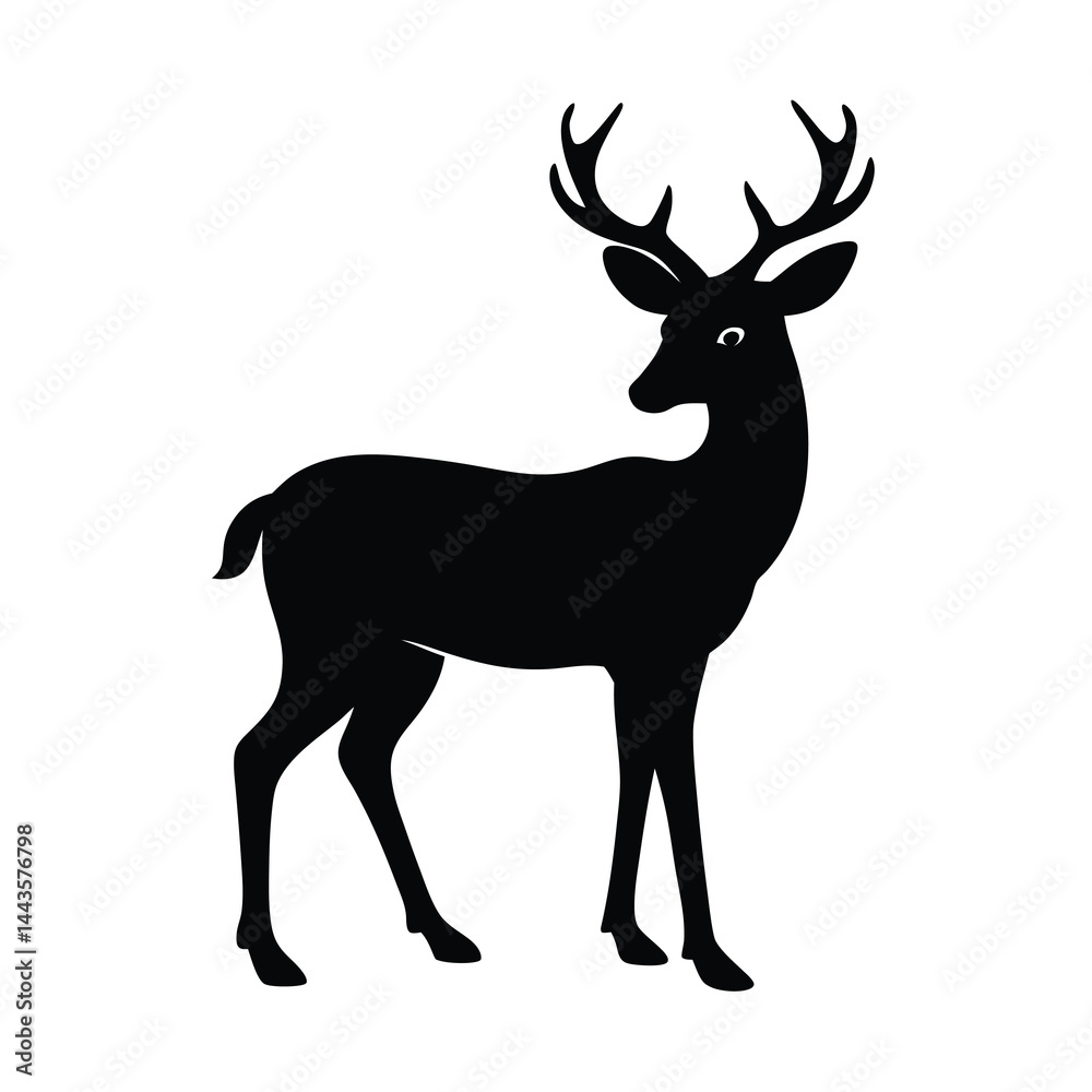 Fototapeta premium black silhouettes of wild deers vector natural