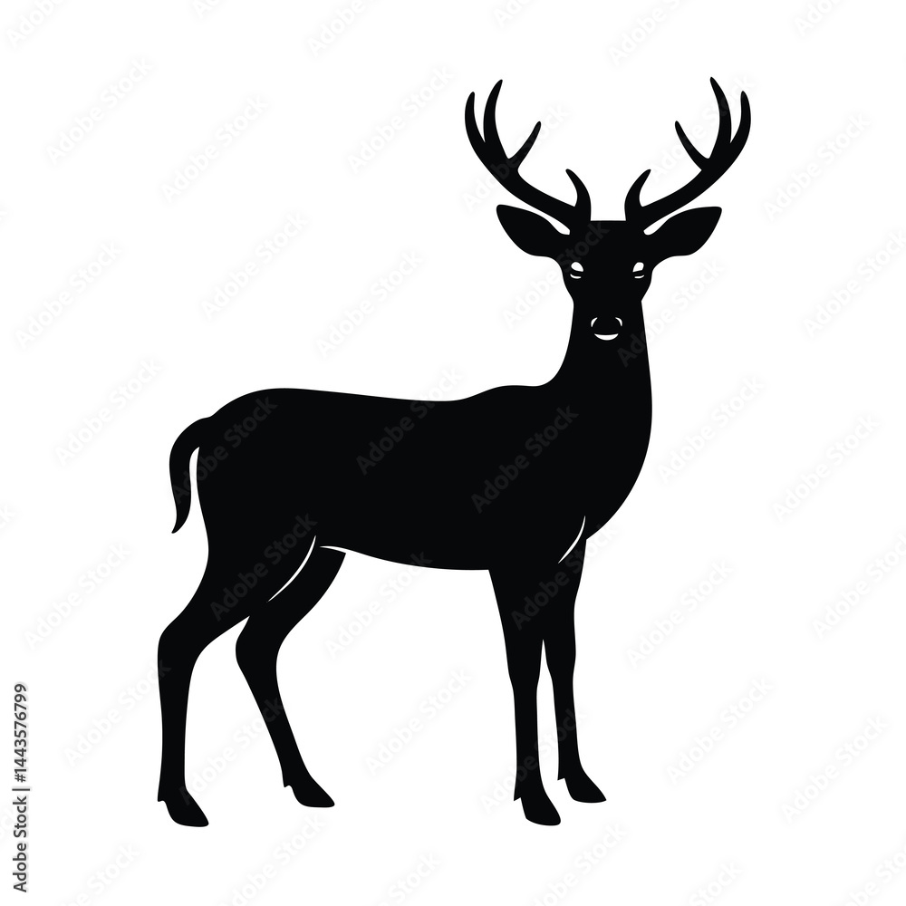 Obraz premium black silhouettes of wild deers vector natural