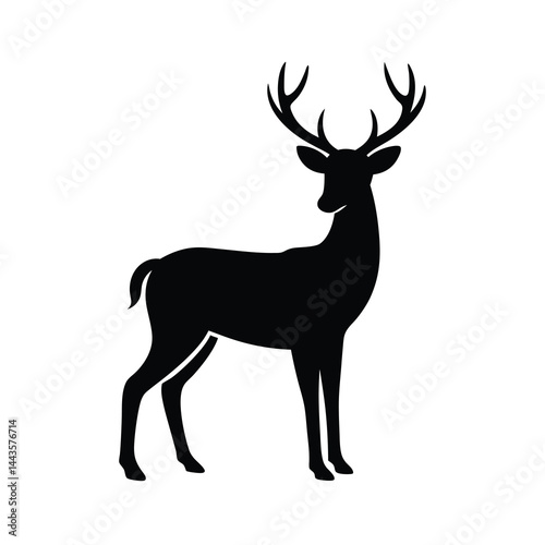 deer in nature trees forest hunting logo black silhouette