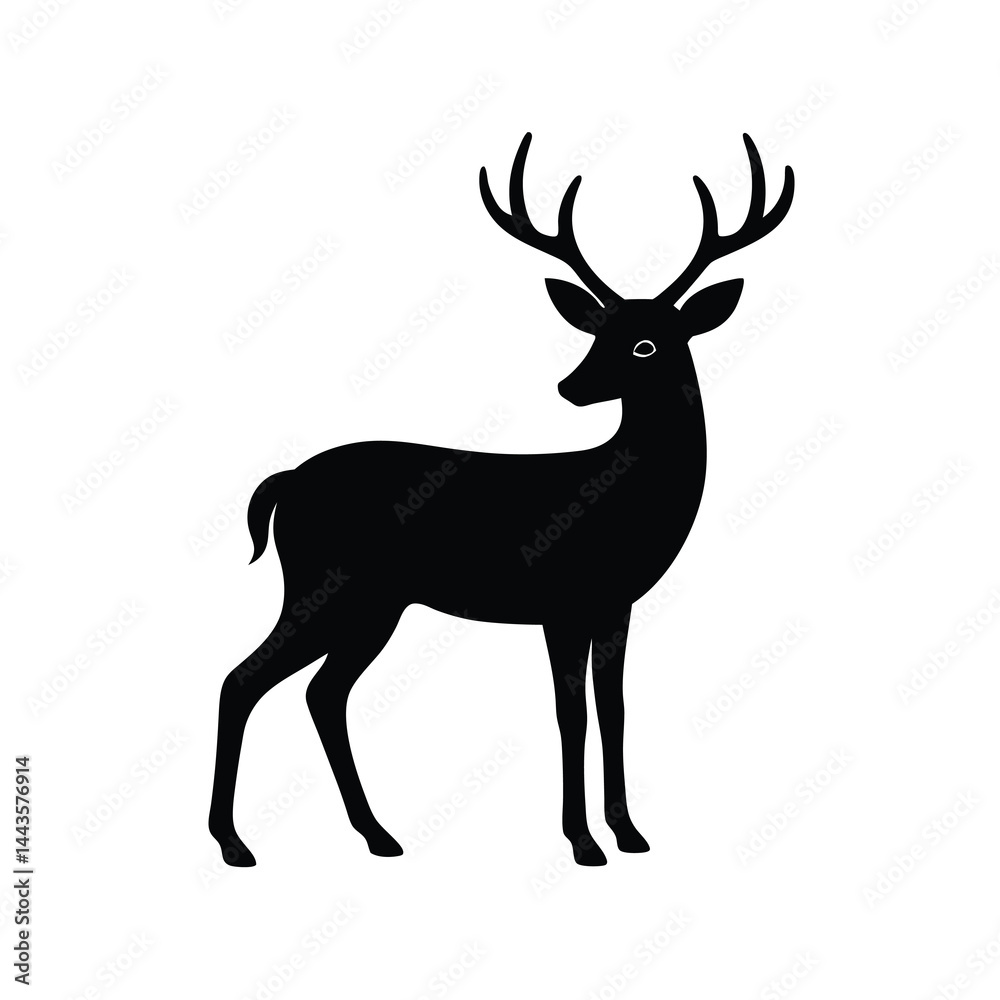 Fototapeta premium black wild deer silhouettes vector sleek and minimal