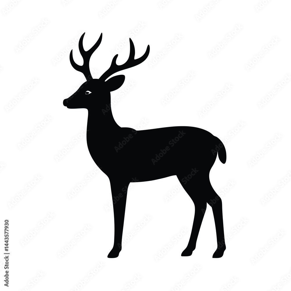 Obraz premium Minimalist Single Deer Silhouette Vector Smooth Design