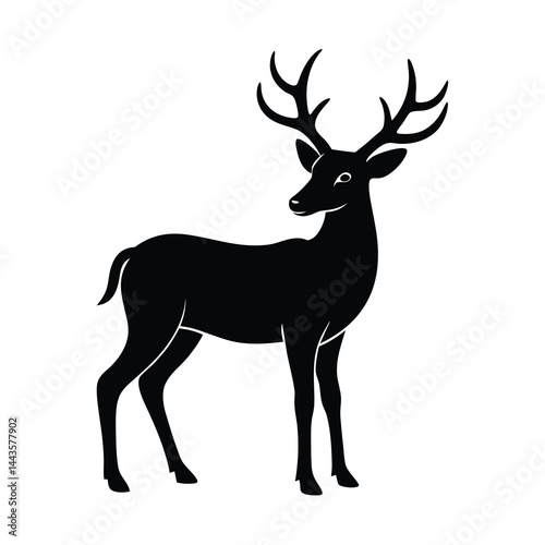Elegant Single Deer Silhouette Vector Sharp and Clean