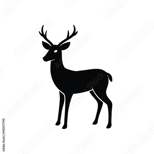 Minimalist Single Deer Silhouette Vector Smooth Design