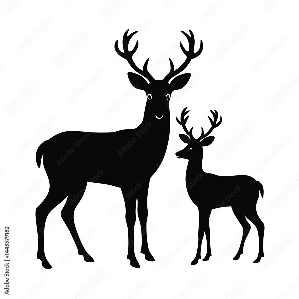 Fototapeta premium Vector of Black Wild Deer Silhouettes Bold and Clean