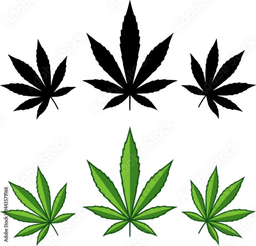 Cannabis leaf. Medical marijuana logo design template element. Isolated vector illustration on white background.
