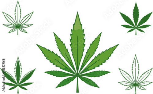Cannabis leaf. Medical marijuana logo design template element. Isolated vector illustration on white background.
